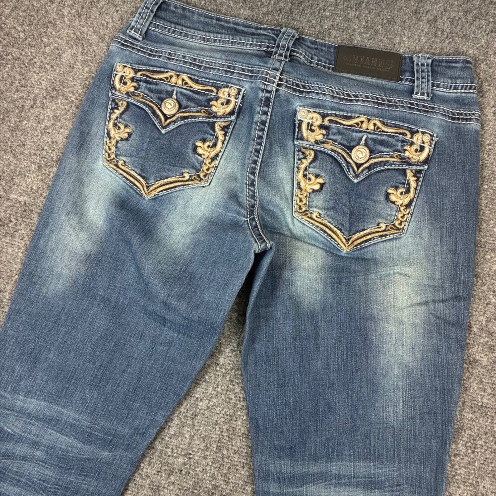 Shyanne Womens Bootcut Western Jeans Blue Embroidered Flap Pocket Size 28 Short